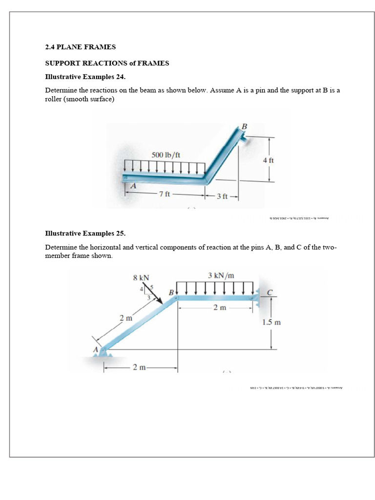 Frame Support Reactions Analysis | PDF