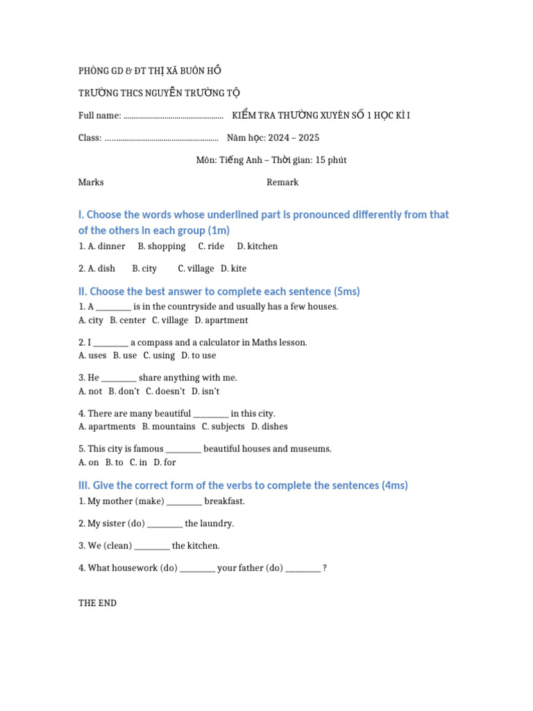 Test Grade6 Clean Print 2 | PDF