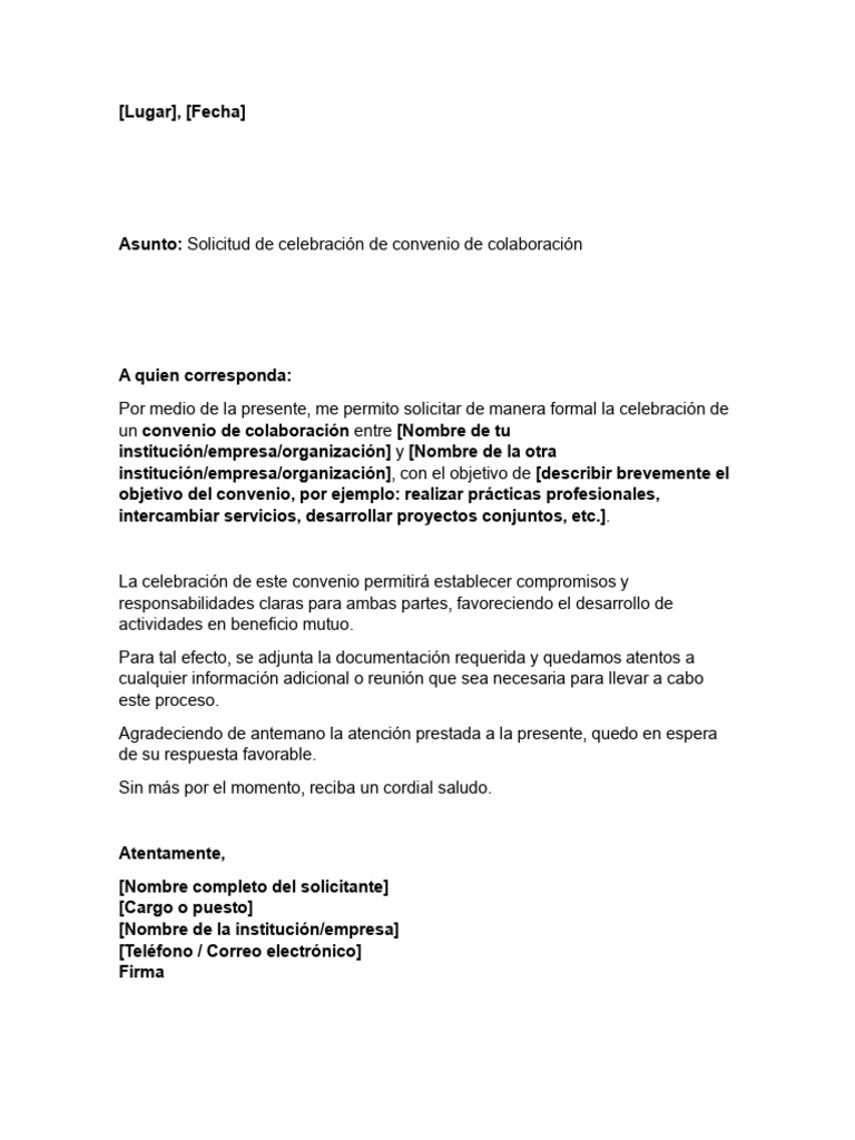 Solicitud de convenio de colaboración | PDF