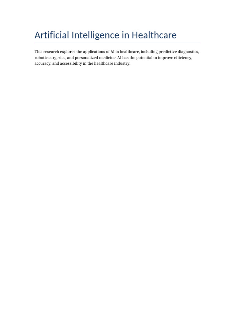 AI Applications in Healthcare Solutions | PDF