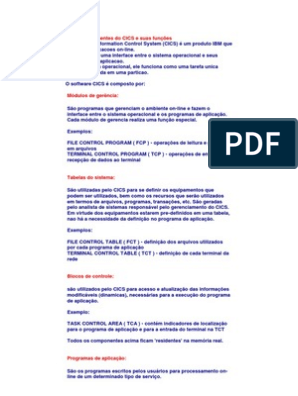 5 Cics CommandLevel Apostila PDF, PDF, Transação em base de dados