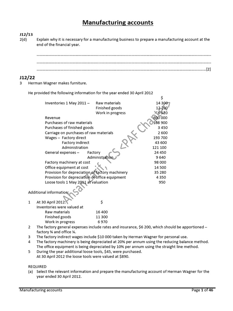Manufacturing Account Preparation Guide | PDF | Income Statement ...
