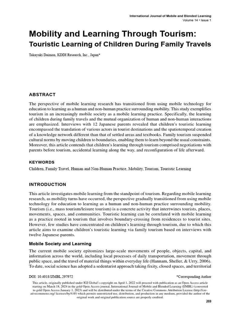 Mobility and Learning Through Tourism Touristic Le | PDF | Tourism ...