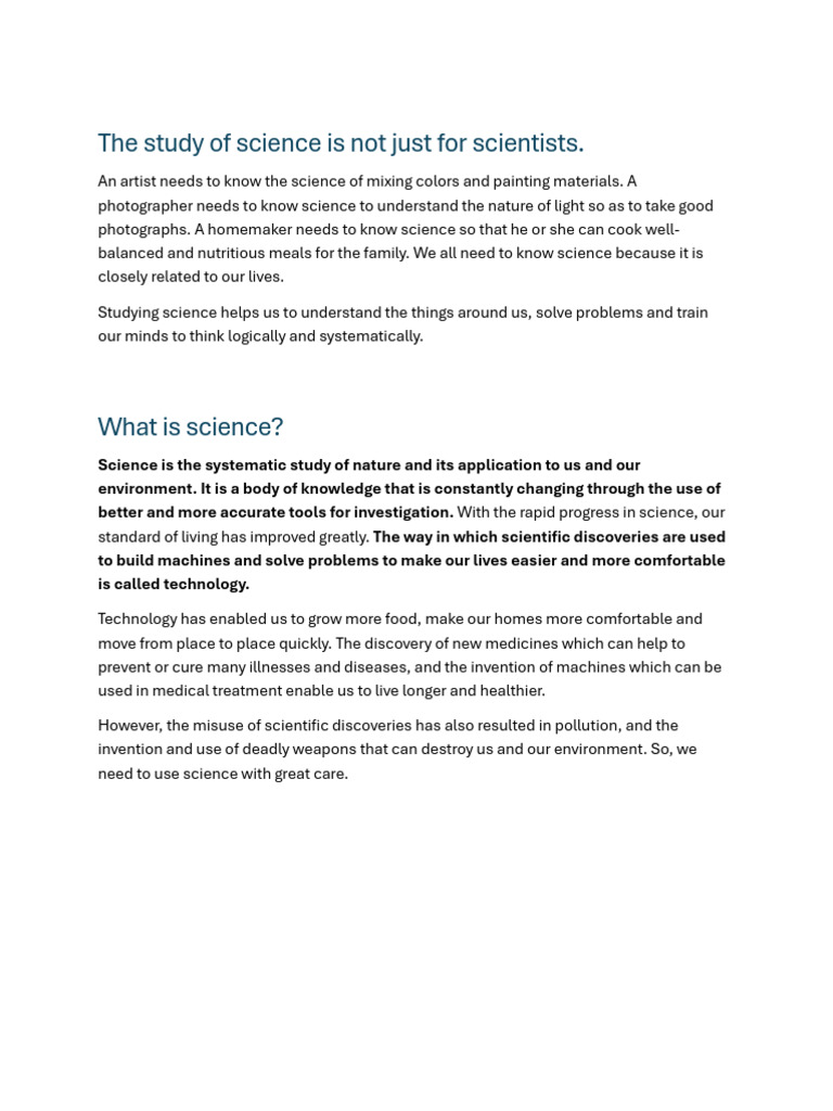 Importance of Science in Daily Life | PDF | Science | Theory
