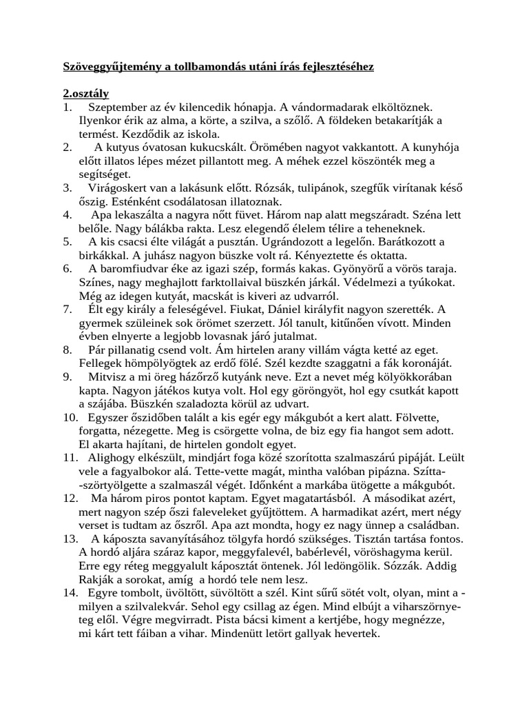 Tollbamondások Utáni Szövegek | PDF