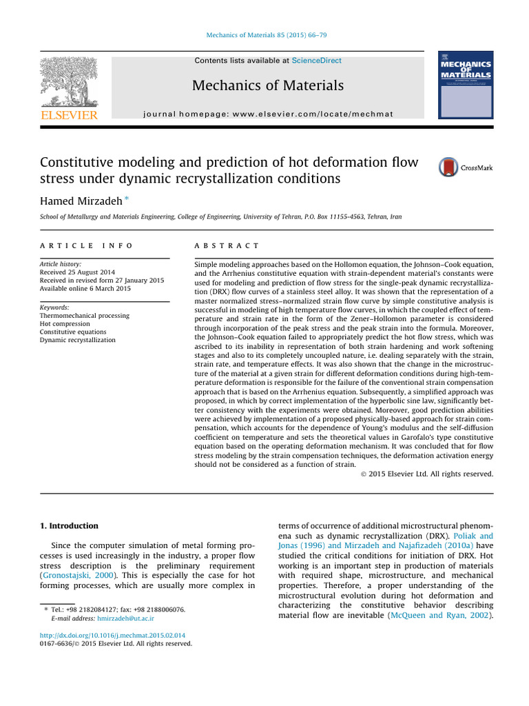 Constitutive Modeling and Prediction of Hot Deformation Flo - 2015 ...