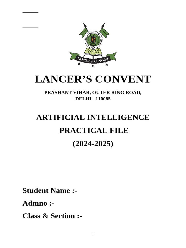 AI Practical File for Class X Students | PDF