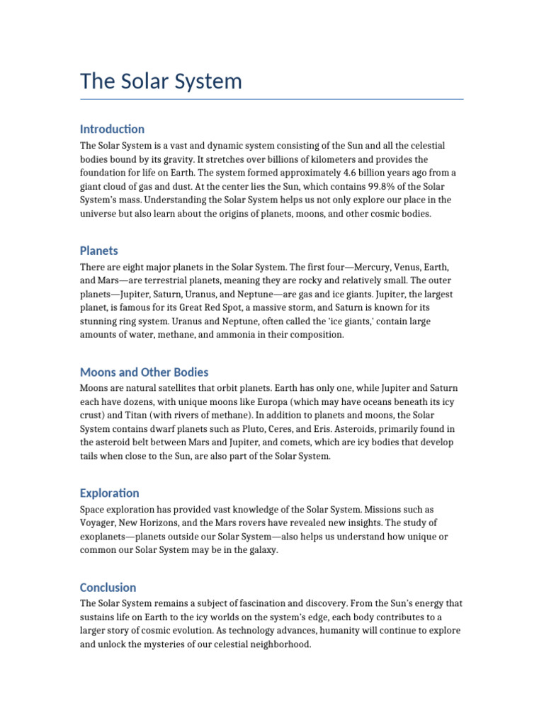 Overview of the Solar System | PDF