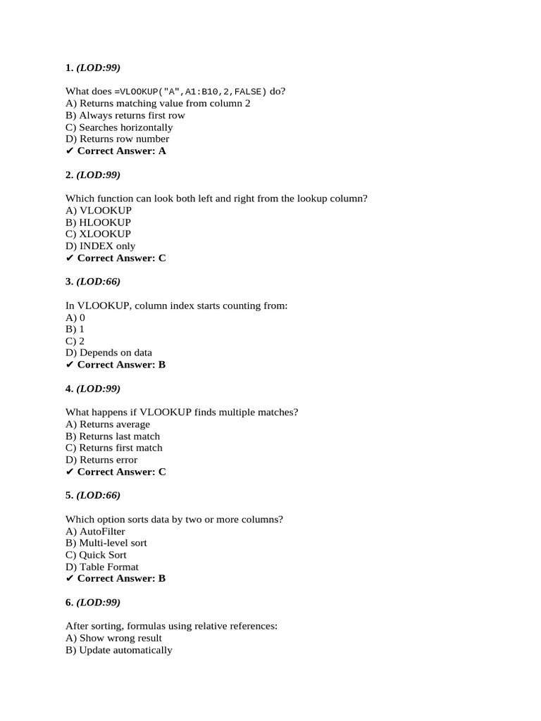 Excel Training Test Questions Day 4 | PDF | Computer Data | Software ...