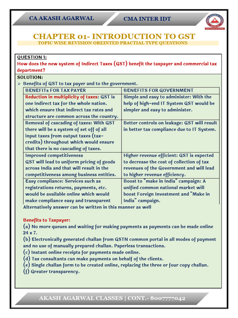 GST Benefits and Key Concepts Explained | PDF | Taxes | Indirect Tax