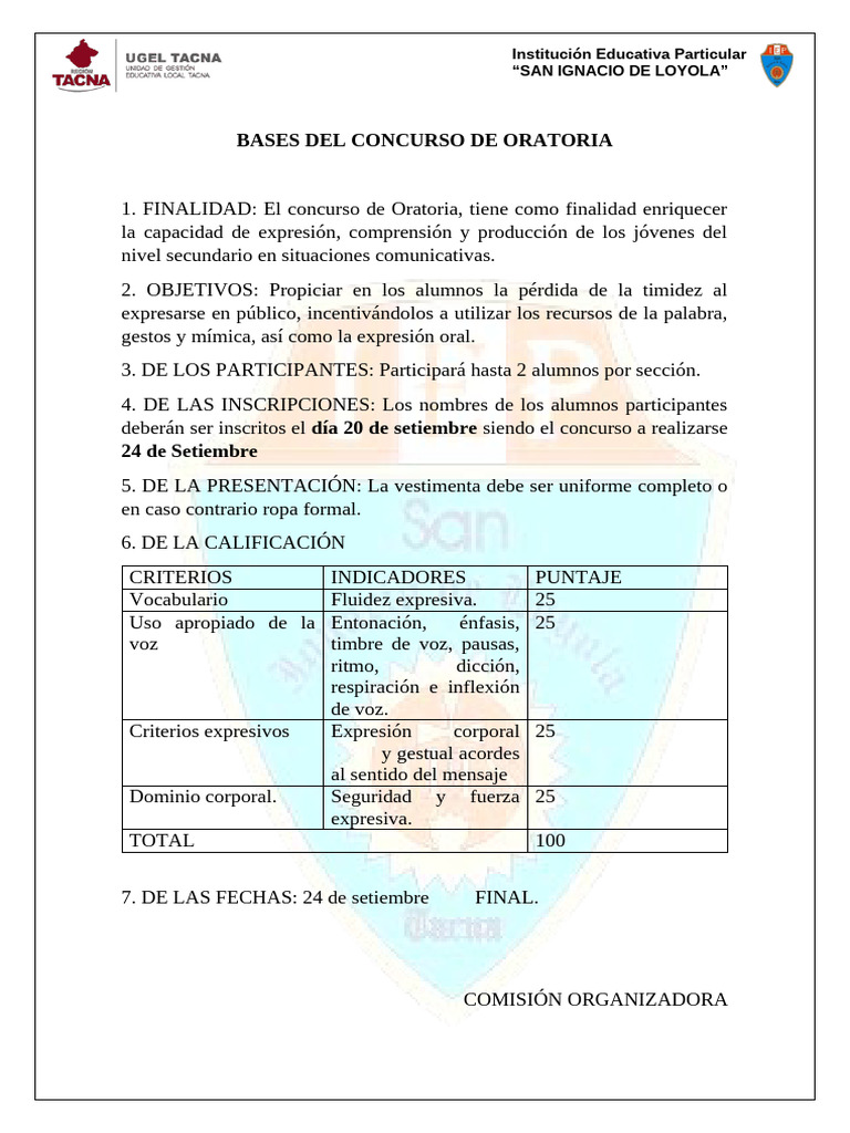 Concurso de Oratoria San Ignacio 2023 | PDF | Hablar en público