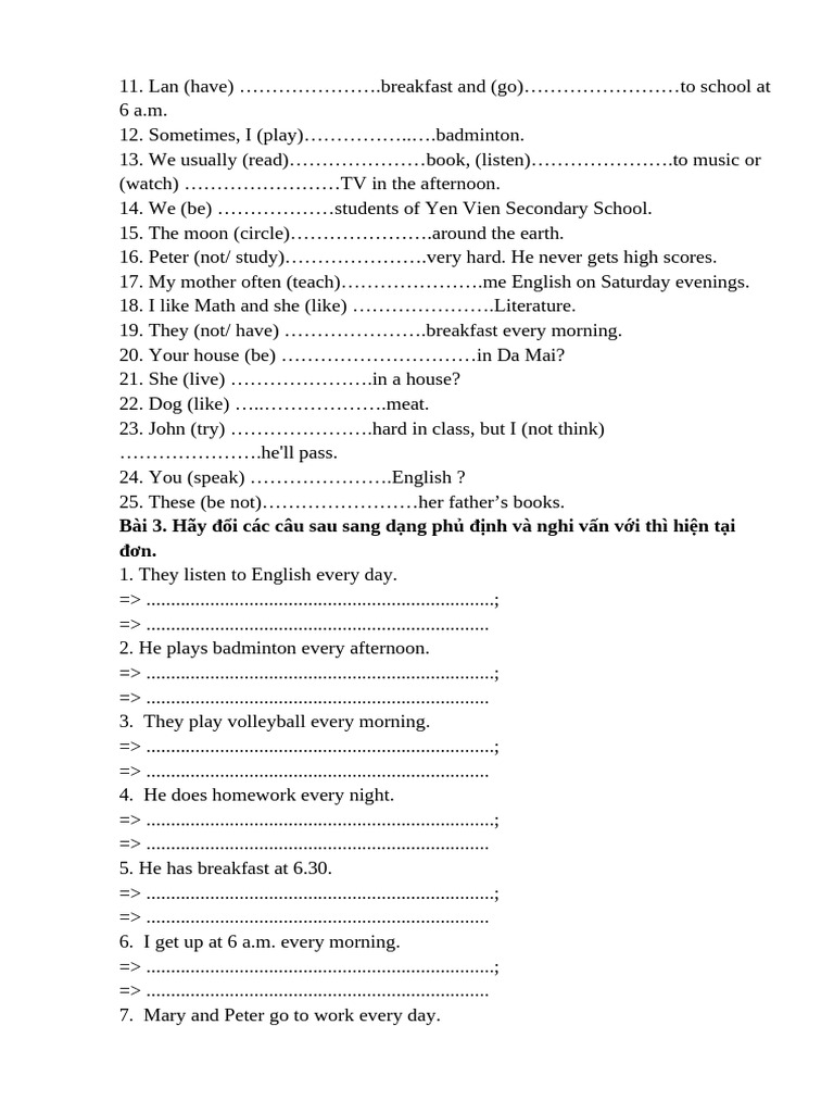 Present Simple Tense Exercises | PDF | Chess Theory | Chess