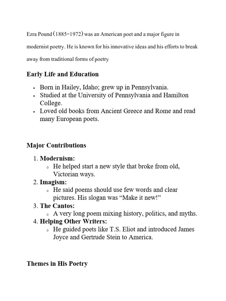 Ezra Pound Imagist | PDF | Poetry | Literary Movements