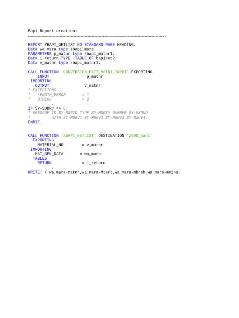 BAPI Report Creation Guide | PDF
