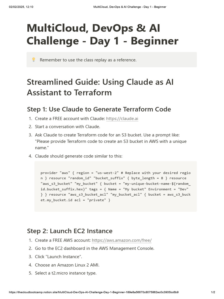 Terraform & EC2 Setup with Claude AI | PDF | Amazon Web Services ...