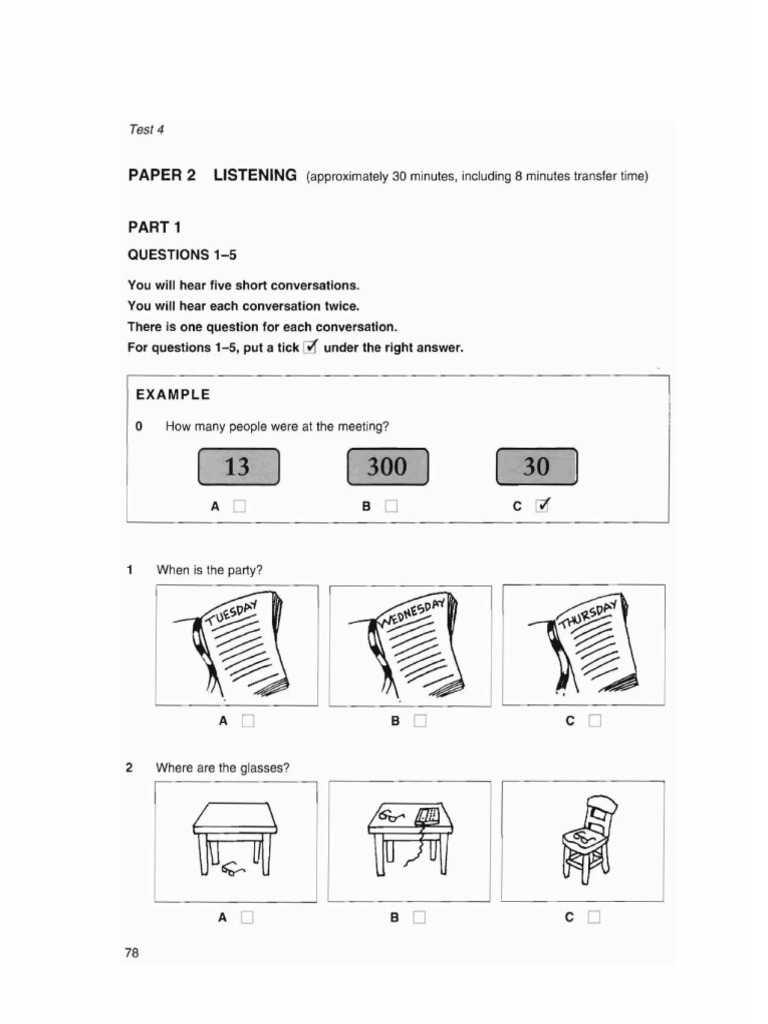 Ket 1 - Test 4 - Listening | PDF