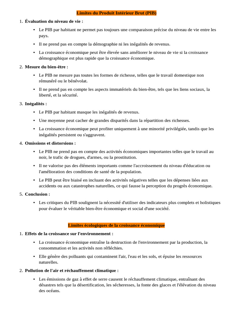 Limites du PIB et impact environnemental | PDF | Produit intérieur brut ...