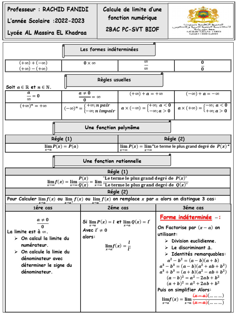 Limites et formes indéterminées en mathématiques | PDF | Limite ...
