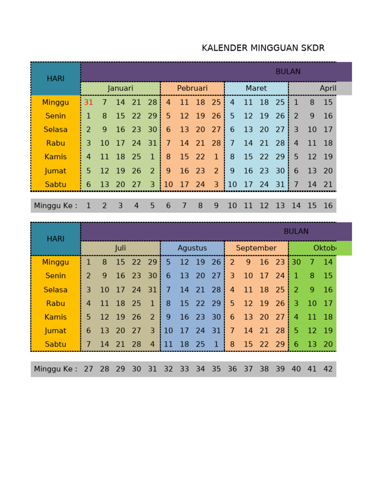 Kalender Mingguan | PDF