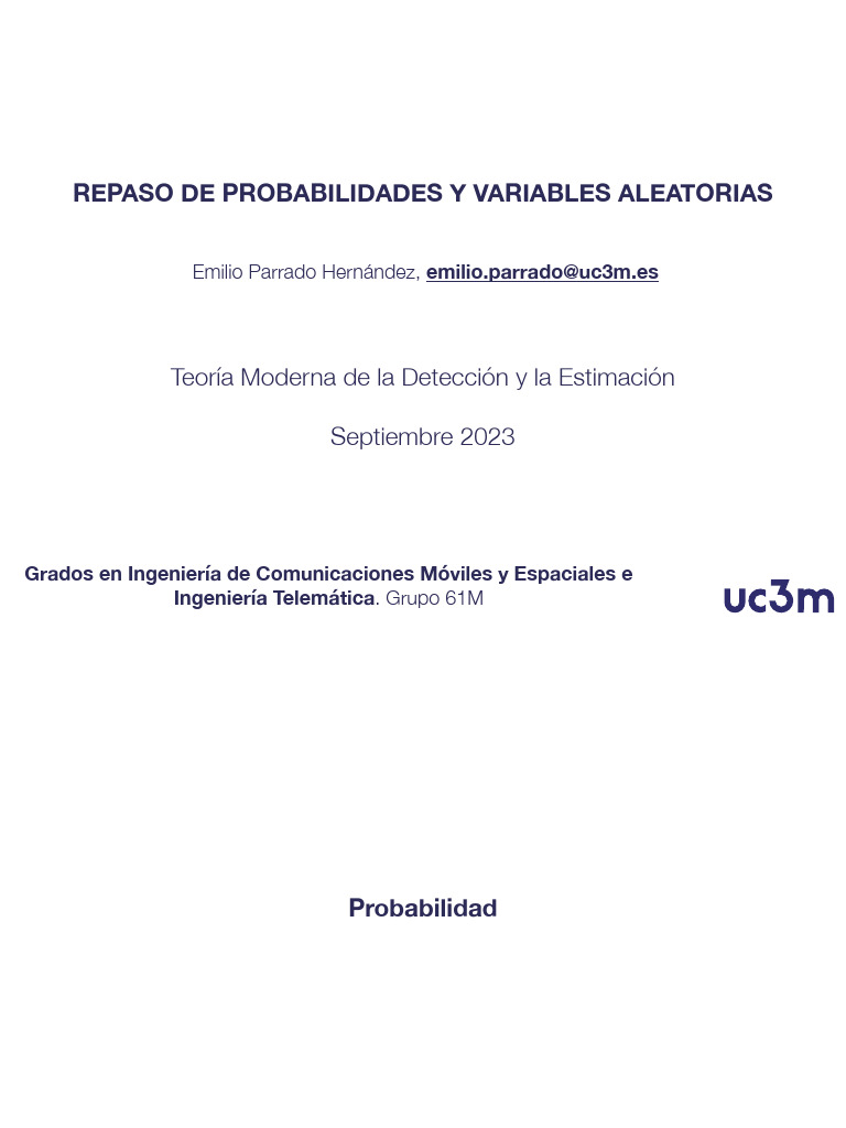 Review of Probability and Statistics | PDF | Teoría de probabilidad ...