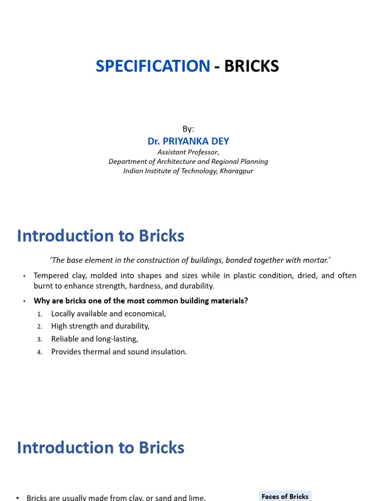 Comprehensive Brick Specifications Guide | PDF | Brick | Concrete