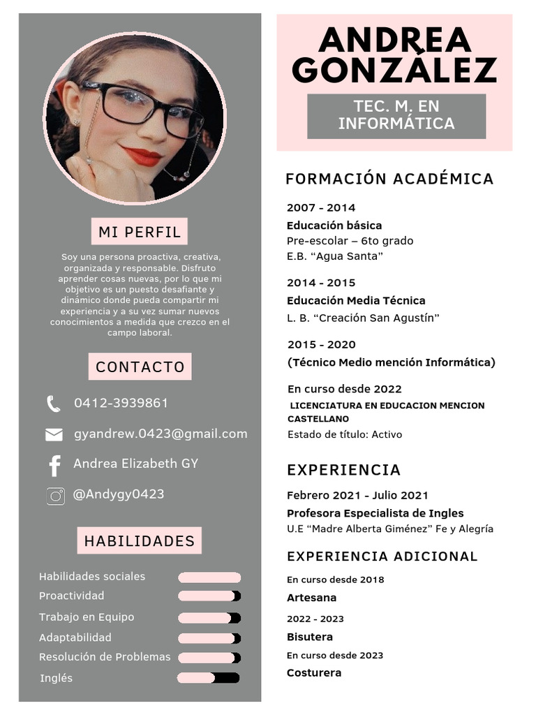 Perfil Profesional de Andrea González | PDF