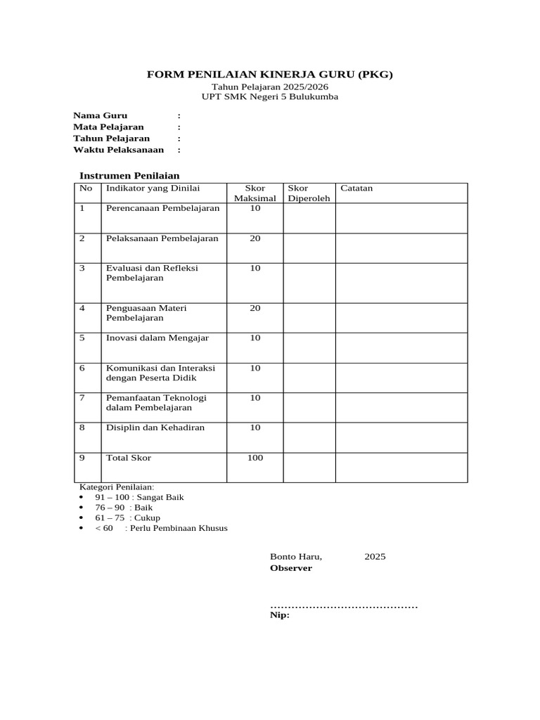 Format PKG Guru 2025/2026 | PDF
