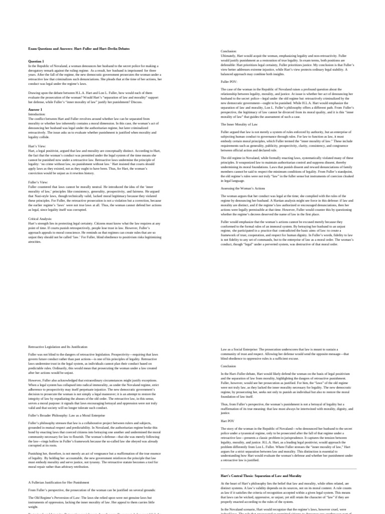 Hart Fuller Devlin Long Answers | PDF | Justice | Crime & Violence