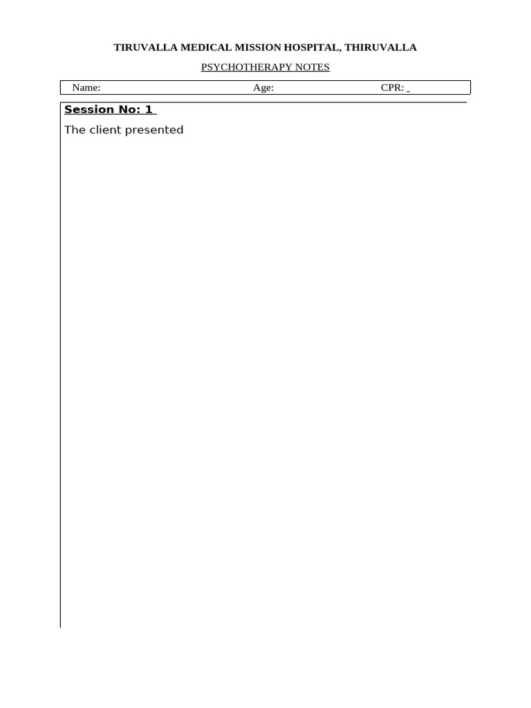 Psychotherapy Session Notes | PDF