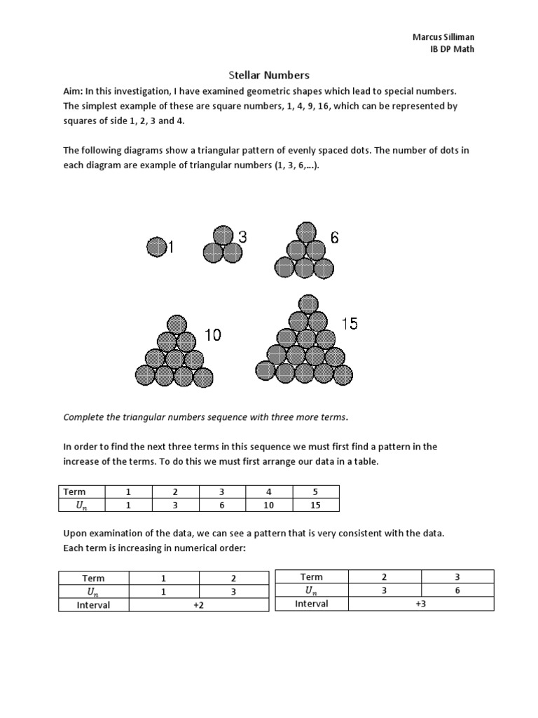 Stellar Numbers PDF Summation Sequence