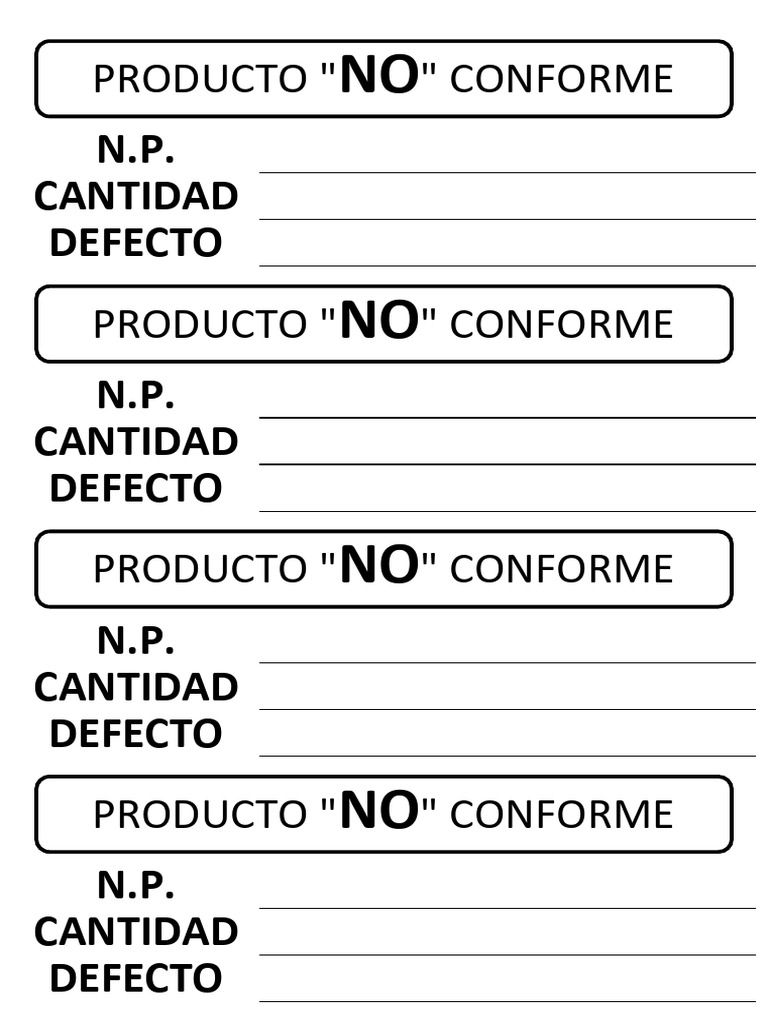 Etiquetas Producto No Conforme | PDF