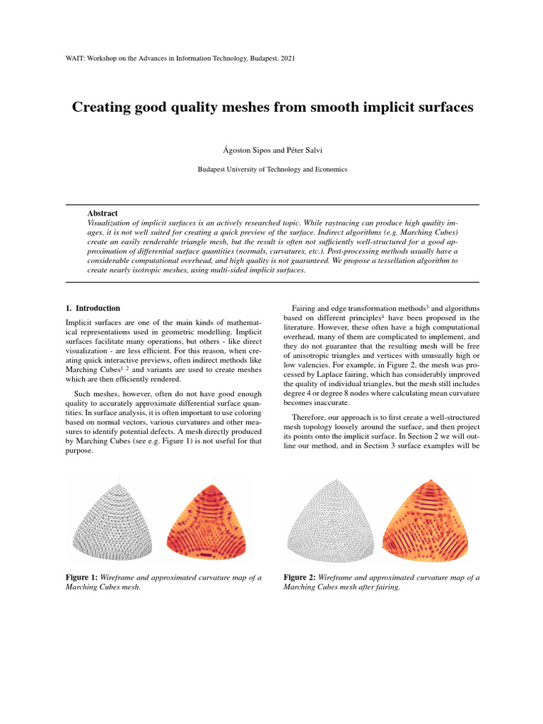 High-Quality Mesh Creation from Implicit Surfaces | PDF | Geometry ...