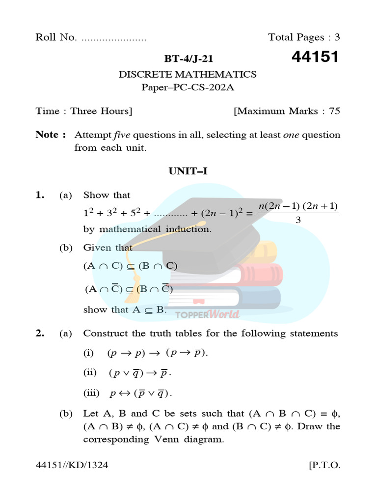 Discrete Mathematics Exam Paper Guide | PDF | Number Theory ...