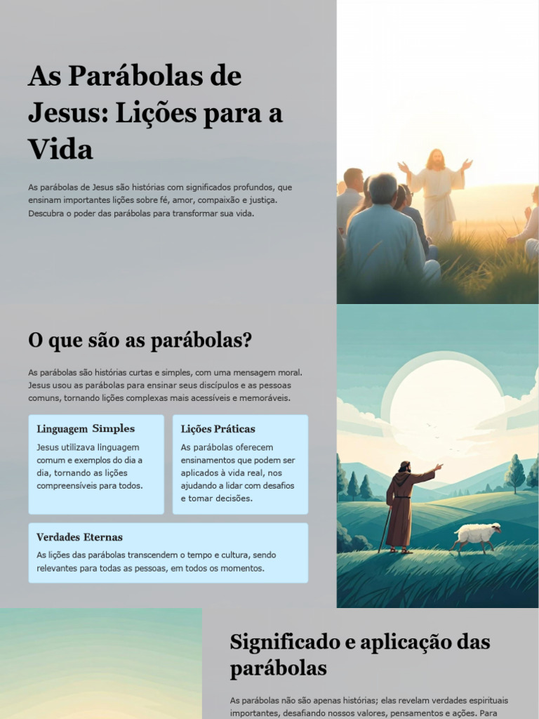 Lições de Vida nas Parábolas de Jesus | PDF | Amor | Parábolas de Jesus
