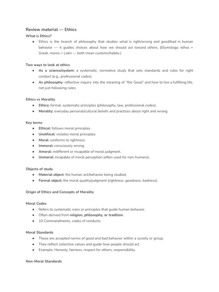 Understanding Ethics: Key Concepts Explained | PDF | Morality ...