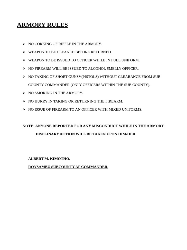 Armory Rules | PDF