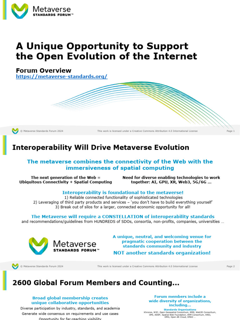 Metaverse Standards Forum Overview | PDF | Interoperability | Computing