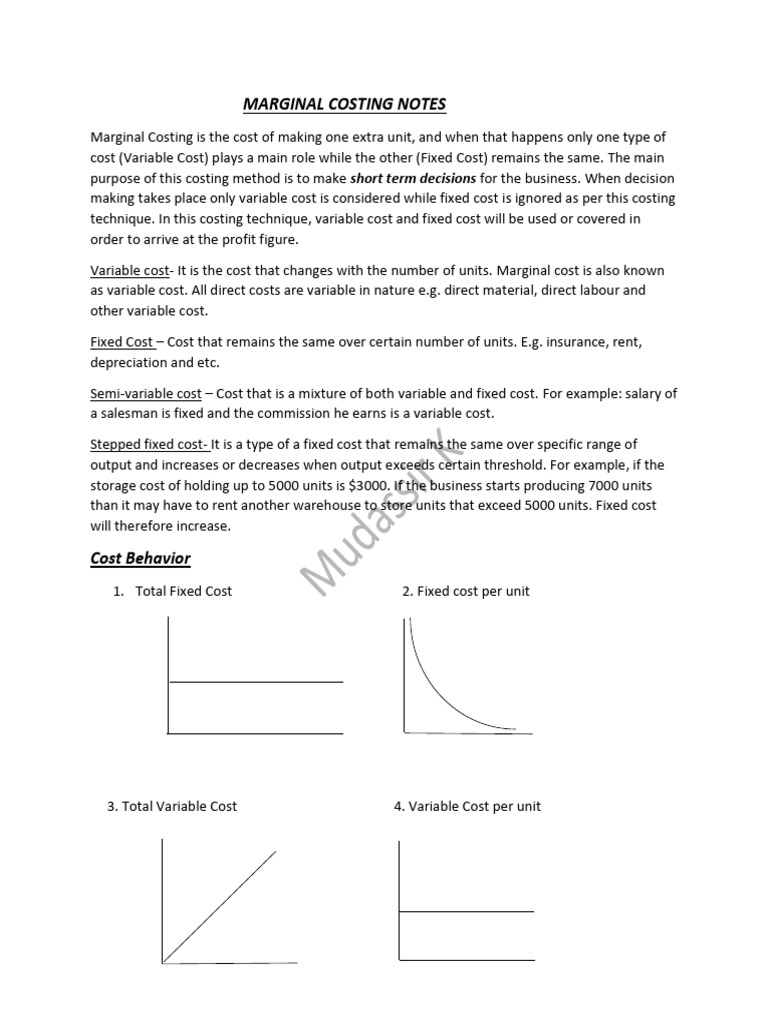 Marginal Costing Overview and Analysis | PDF | Profit (Economics ...