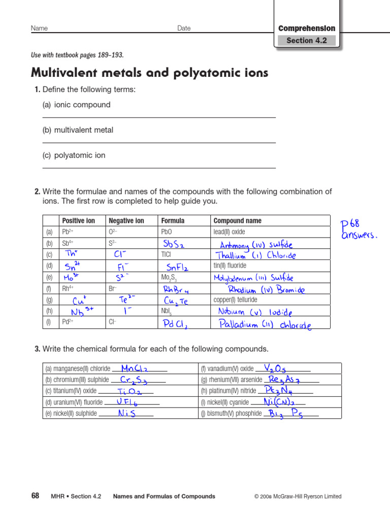 3.3k Multivalent Metals and Polyatomic Ions | PDF | Chemical Compounds ...