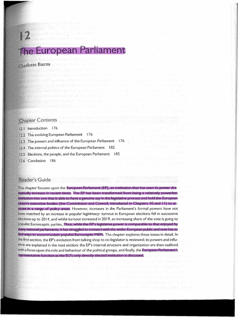 Chap 12 - The European Parliament | PDF