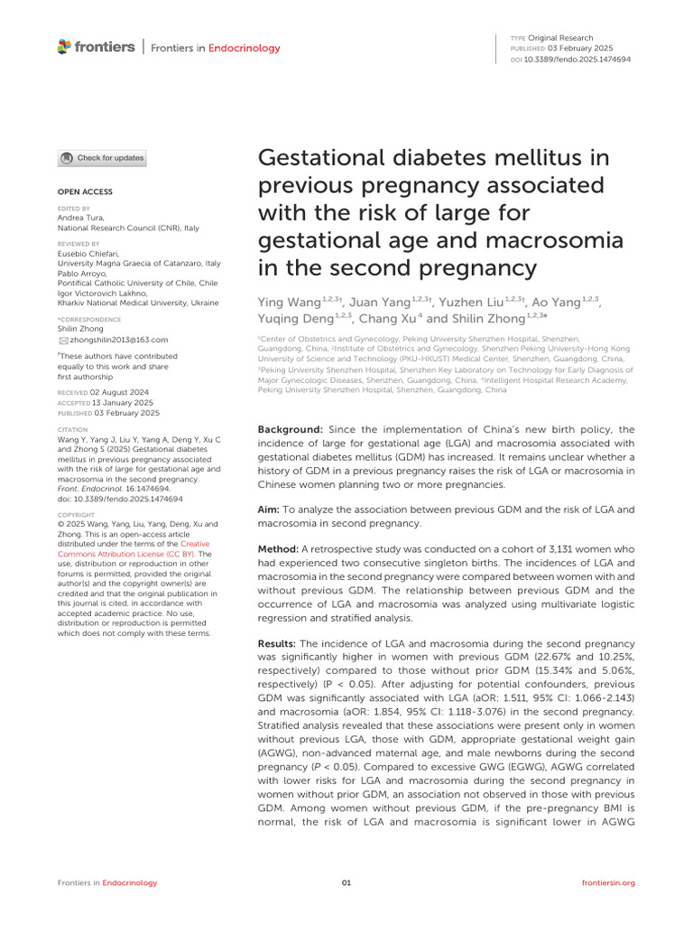 Gestational Diabetes Mellitus in Previous Pregnancy Associated With The ...