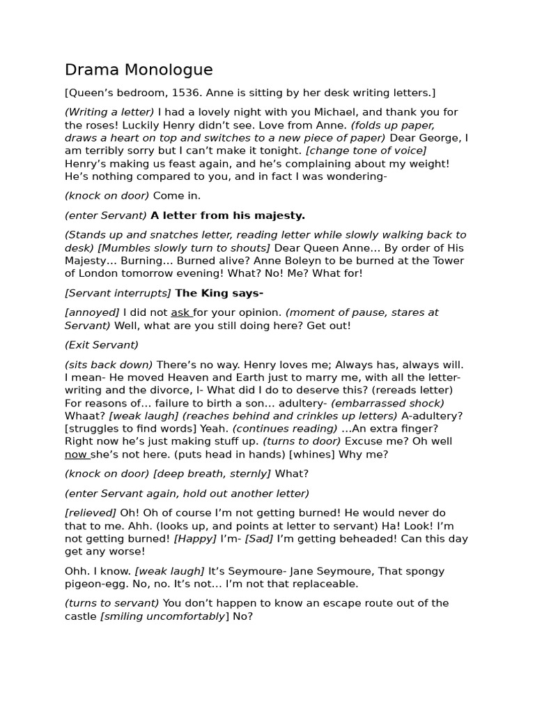 Anne Boleyn's Dramatic Monologue | PDF