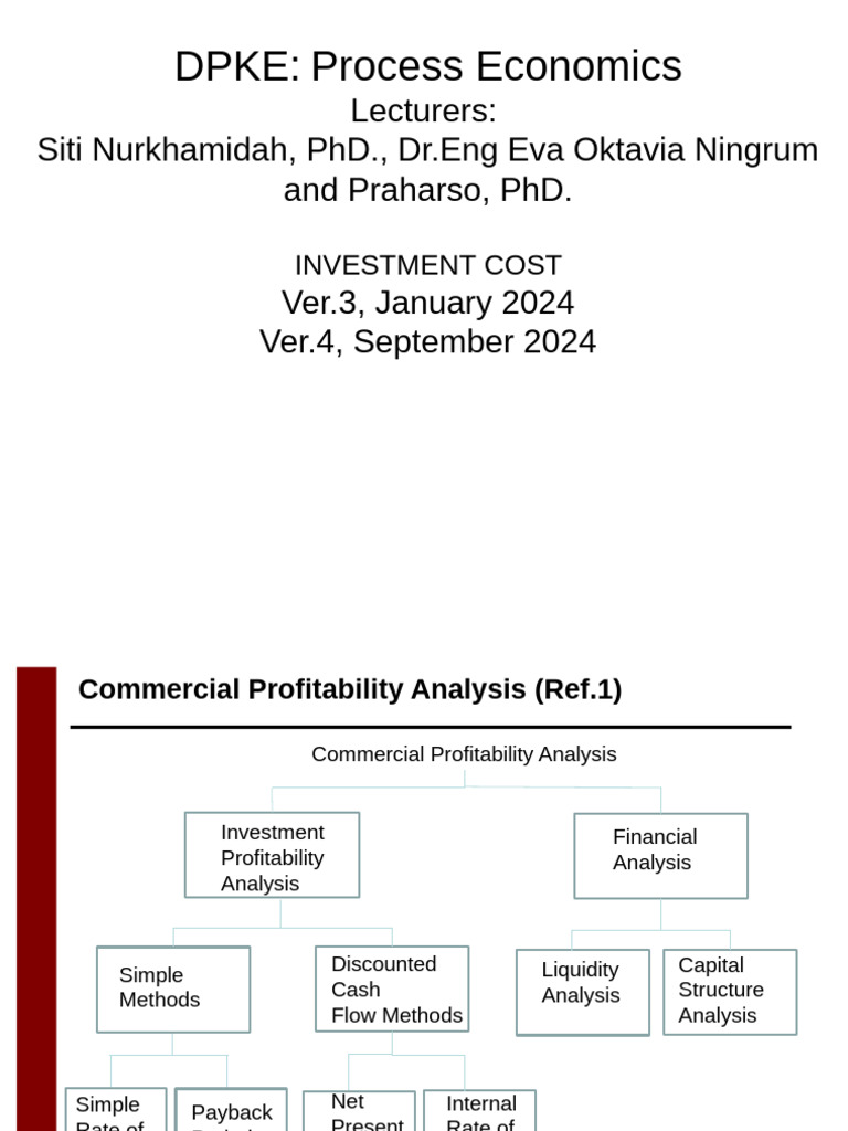 Investment Cost Analysis in Process Economics | PDF | Capital ...