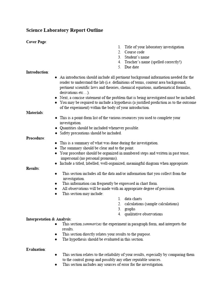 Science Lab Report Structure Guide | PDF | Experiment | Hypothesis