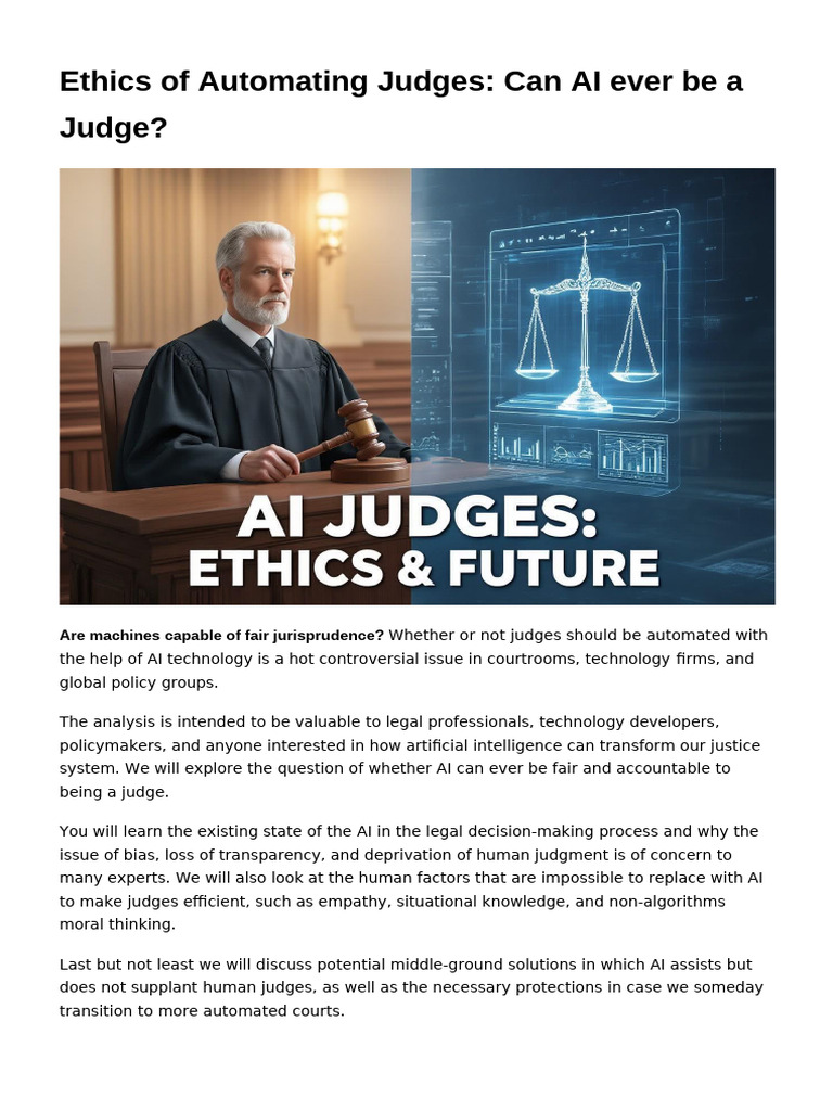 Ethics of Automating Judges - Can AI Ever Be A Judge | PDF | Artificial ...