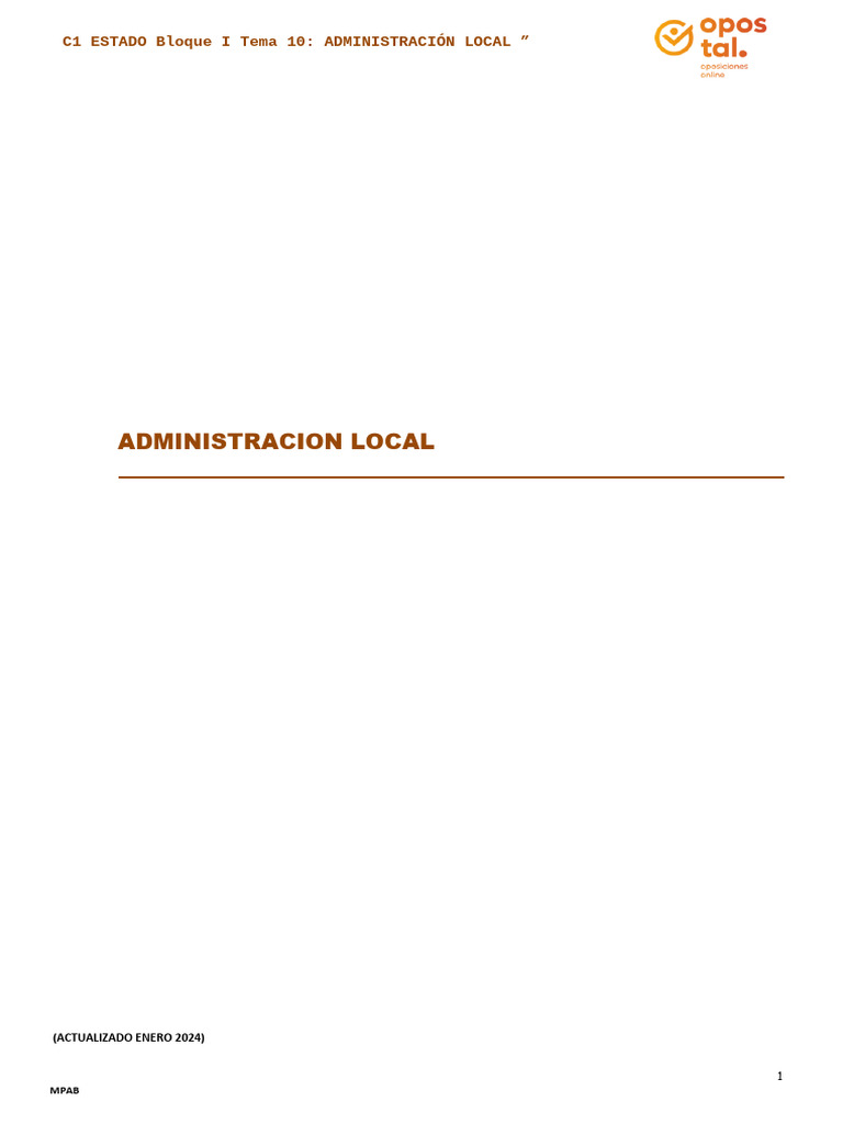Tema 10 Bloque I Grupo C1 Administración Local | PDF | Gobierno local ...