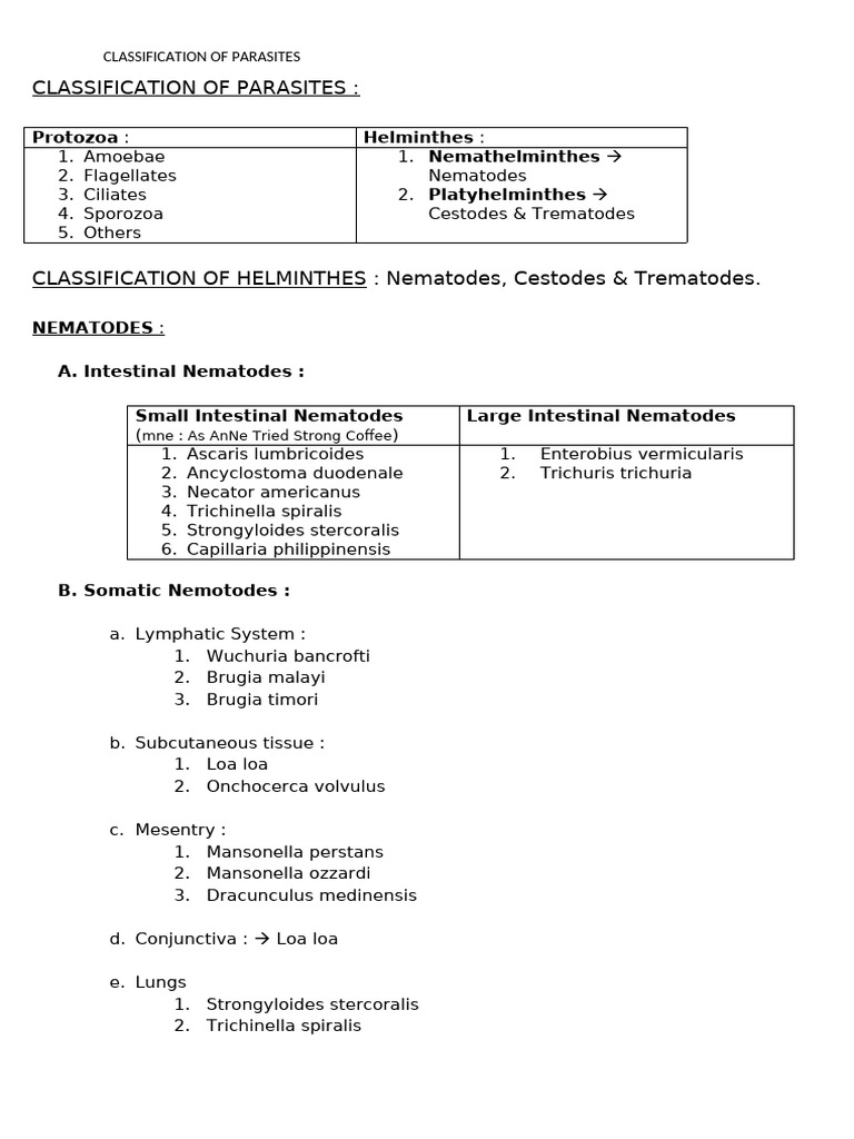 NEETPG: Classification of Parasites - Helmynths & Protozoa | PDF ...