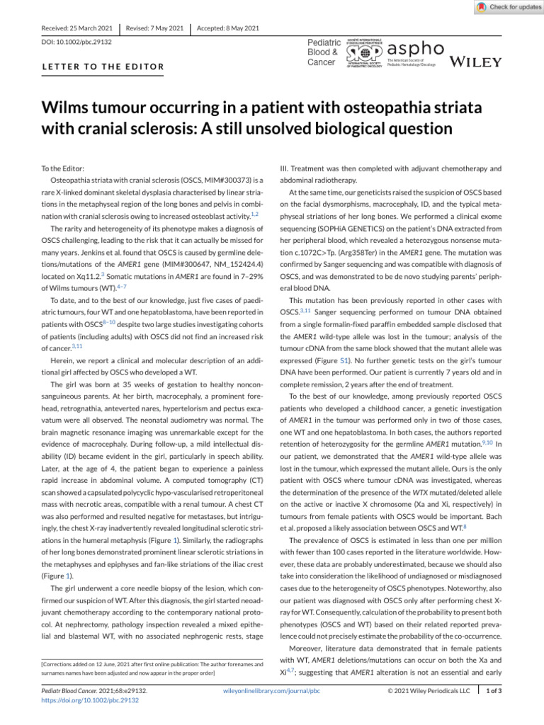 Wilms Tumor | PDF | Mutation | Neoplasms