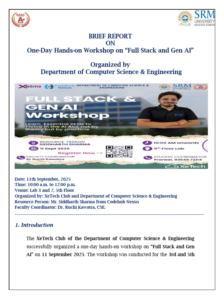 Full Stack & Gen AI Workshop Report | PDF | Artificial Intelligence ...