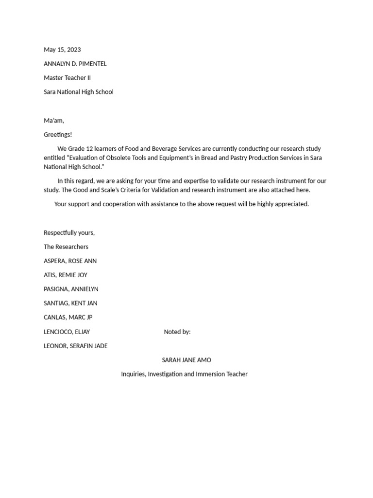 Validation Request for Research Study | PDF